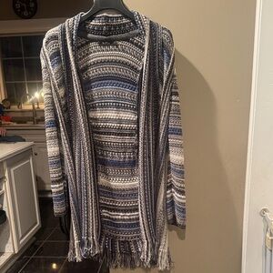 Nic and Zoe striped blue and gray women’s sweater